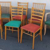 Set of 6 chairs and 2 vintage armchairs