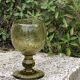 6 wine glasses in khaki green hand-blown glass, large model, vintage