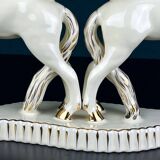 Antique ceramic vase with horses by Egisto Fantechi Maioliche Ceramic, Sesto Fiorentino, Italy, 1940s.