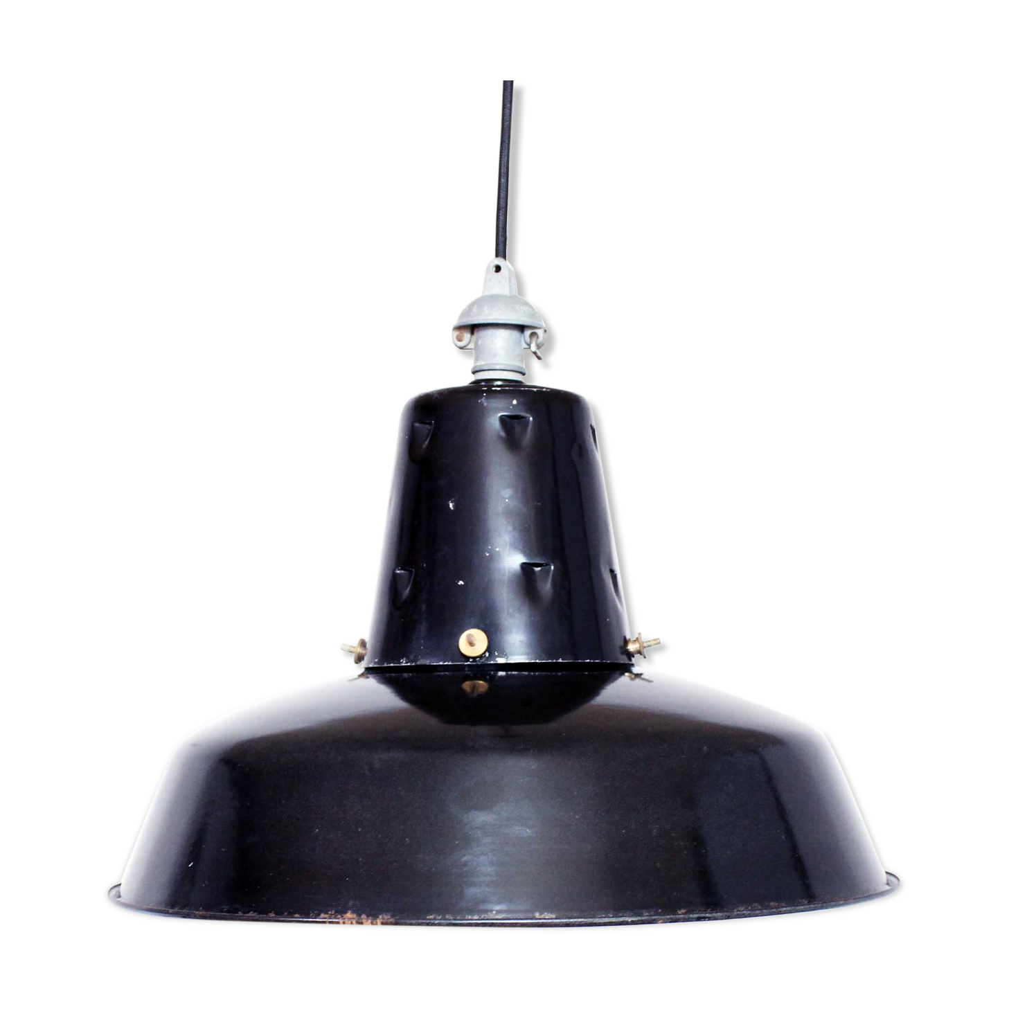Black enamelled metal suspension, industrial lamp
