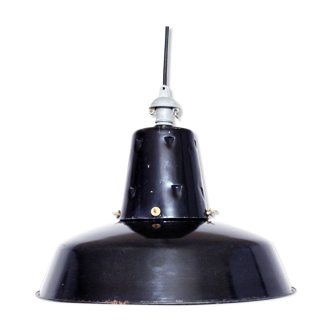 Black enamelled metal suspension, industrial lamp