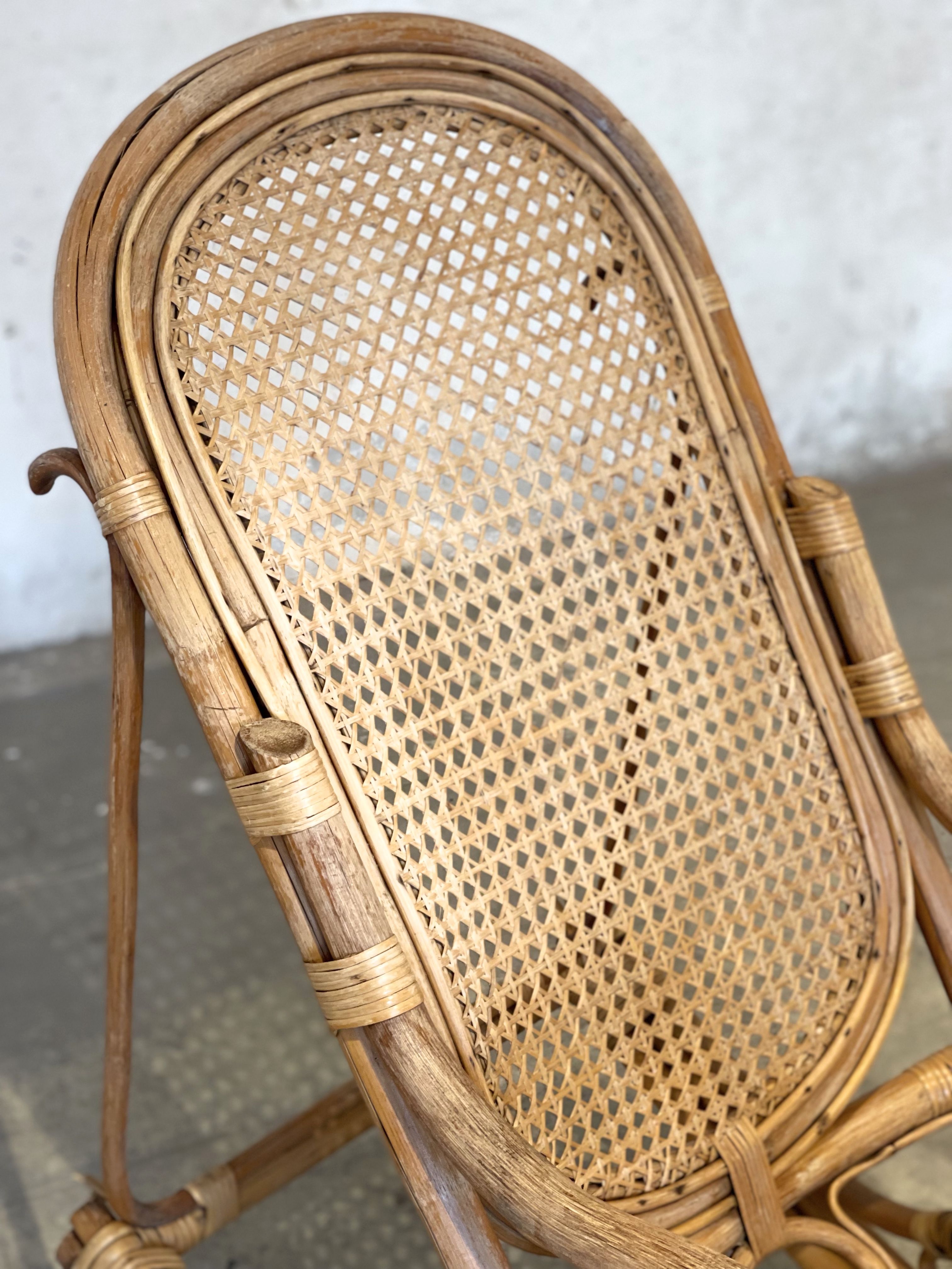 XXL vintage rattan garden armchair or deck chair