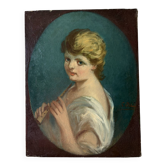 Portrait of a young woman with a flute, signed Louis Dubois (1830-1880)