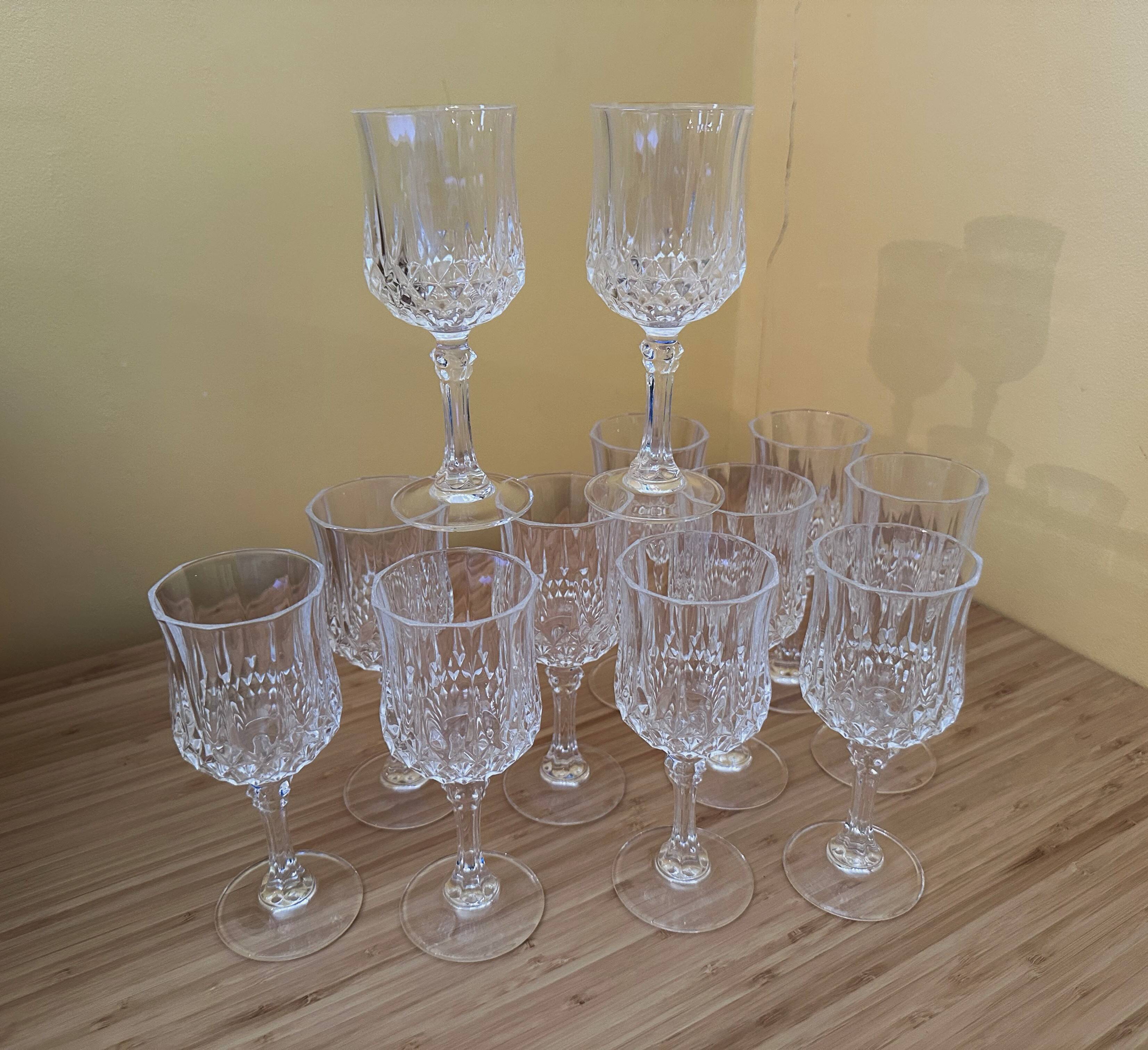 12 small glasses 12 cl "Lonchamp" Cristal d'Arques Vintage