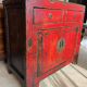 Small antique Chinese buffet (1920-1950) in rustic style, red lacquered, ori
