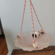 Suspension lampe en verre moulé pâte de verre rose vintage