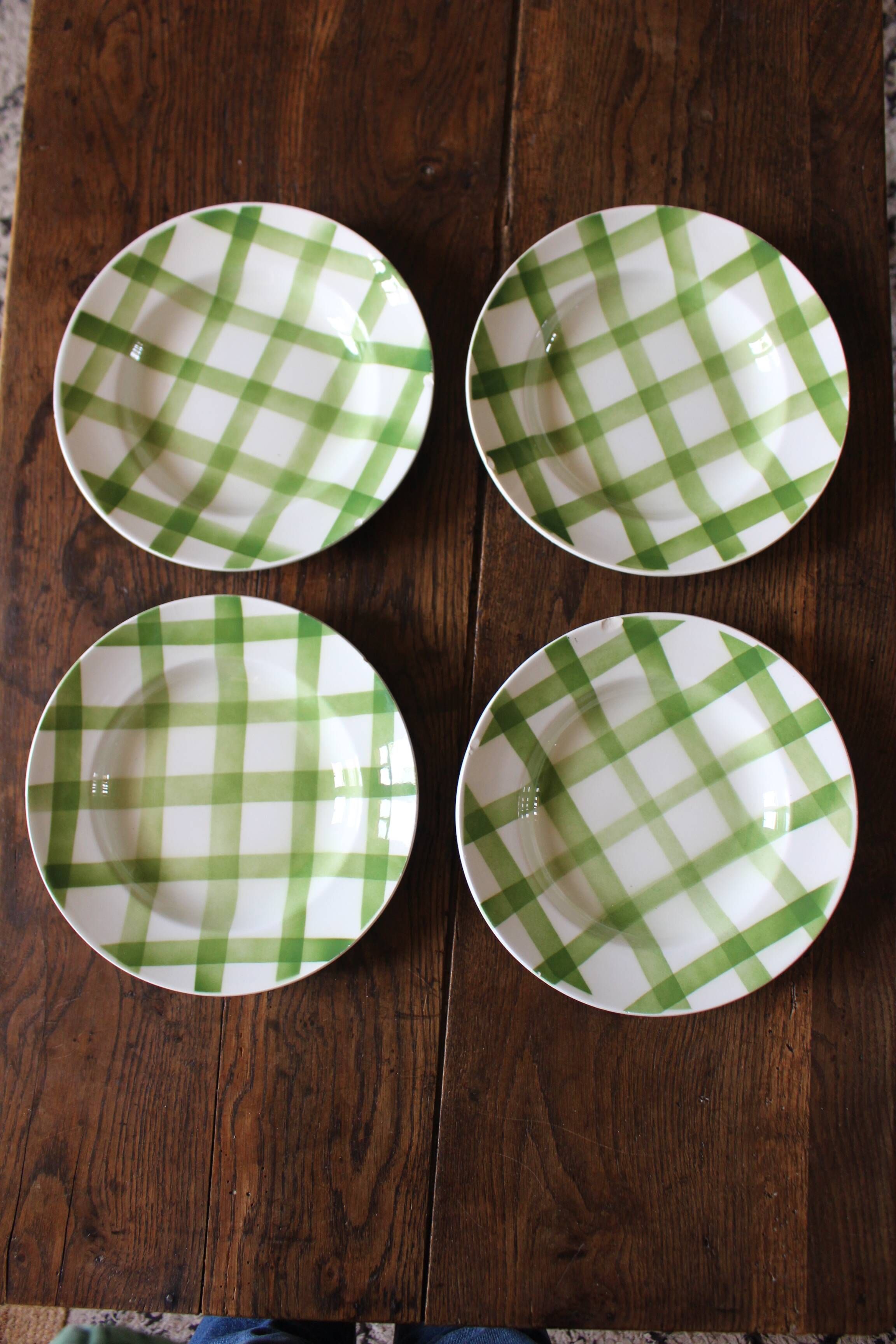 A set of 4 green Scottish soup plates Moulin des Loups Vintage