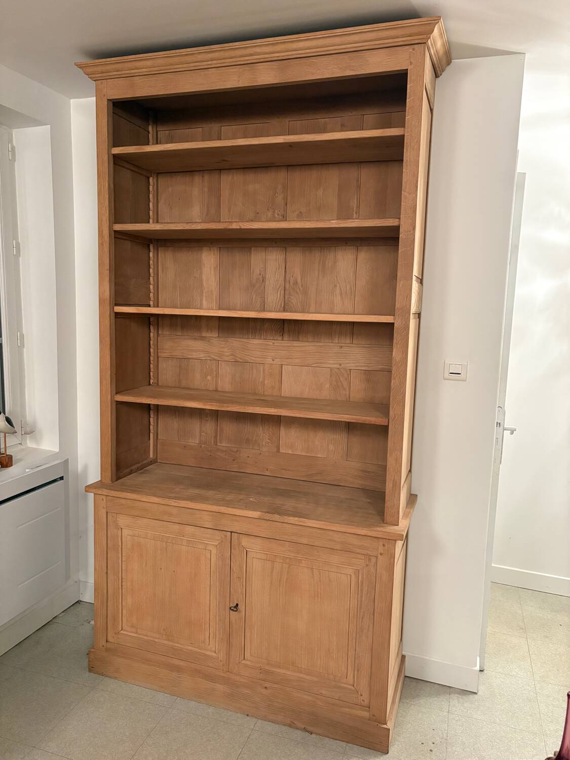 Solid oak library sandblasted