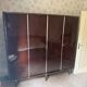 Large vintage wardrobe with 4 doors in brown and gold – dressing 198 cm