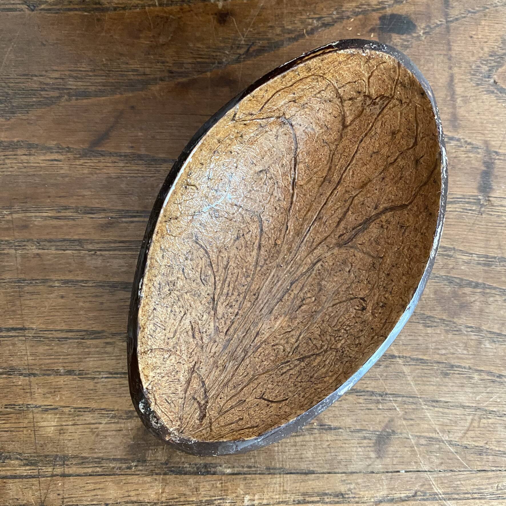 Seau à glaçons vintage  en noix de coco marquetée