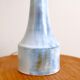 Signed pale blue ceramic lamp, raffia lampshade, 60s