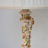 Set of 2 midcentury Italian ceramic floral table lamps