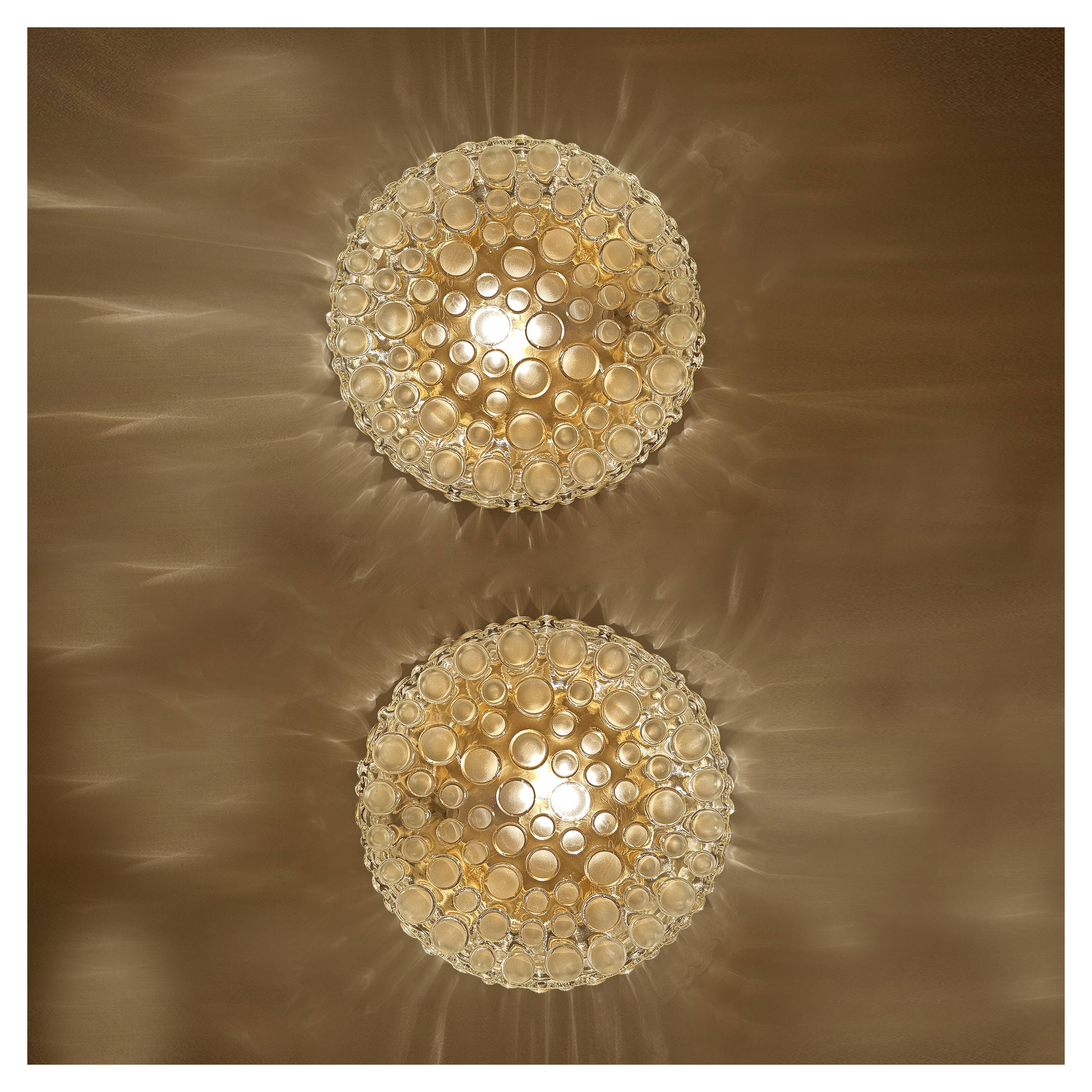 Paire d'appliques vintage en verre à bulles