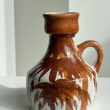 Small white and brown vase or pitcher West Germany H:15cm D:10.5cm