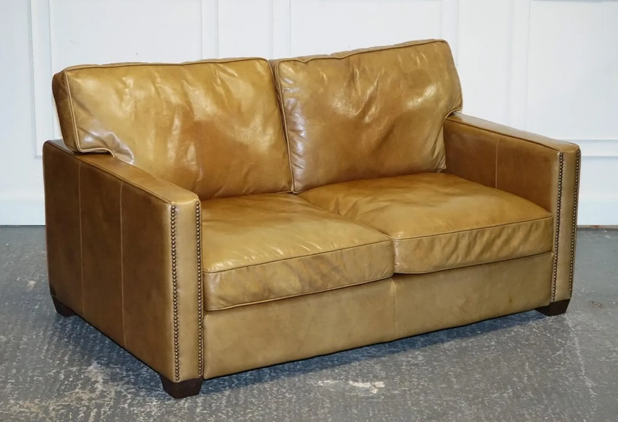 Halo Viscount Two-Seater Sofa in Tanned Leather by Timothy Oulton