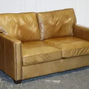 Halo Viscount Two-Seater Sofa in Tanned Leather by Timothy Oulton