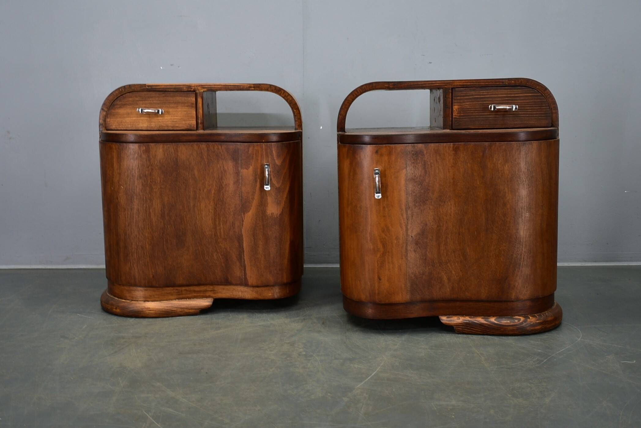 1939s Pair of Art Deco Bedside Tables, Czechoslovakia