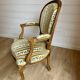 Vintage Louis XVI style medallion armchair – Carved wood and fabric