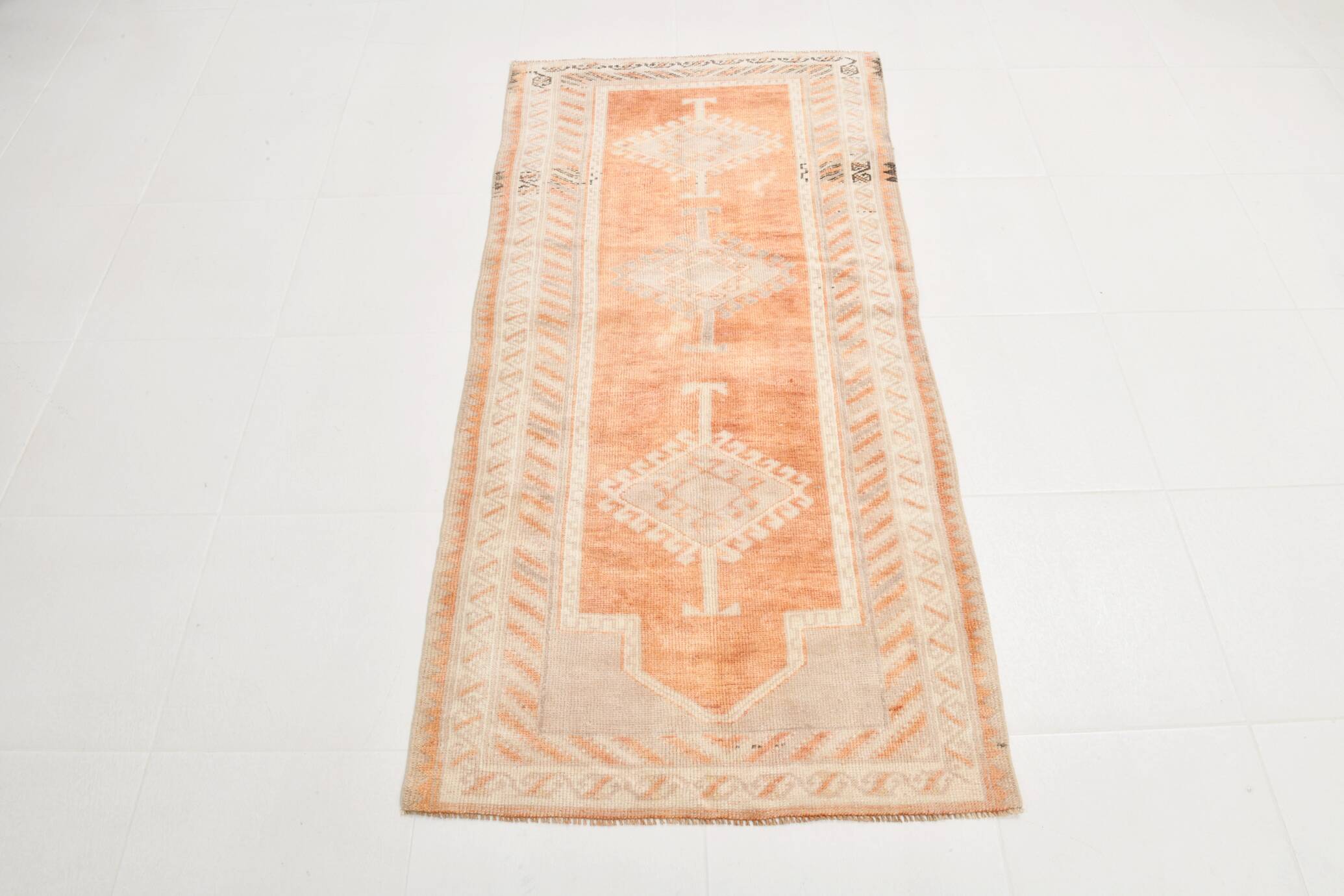 3x6 Pastel Orange Vintage Runner RugRug For Hallway,Turkish Runner,87x178cm