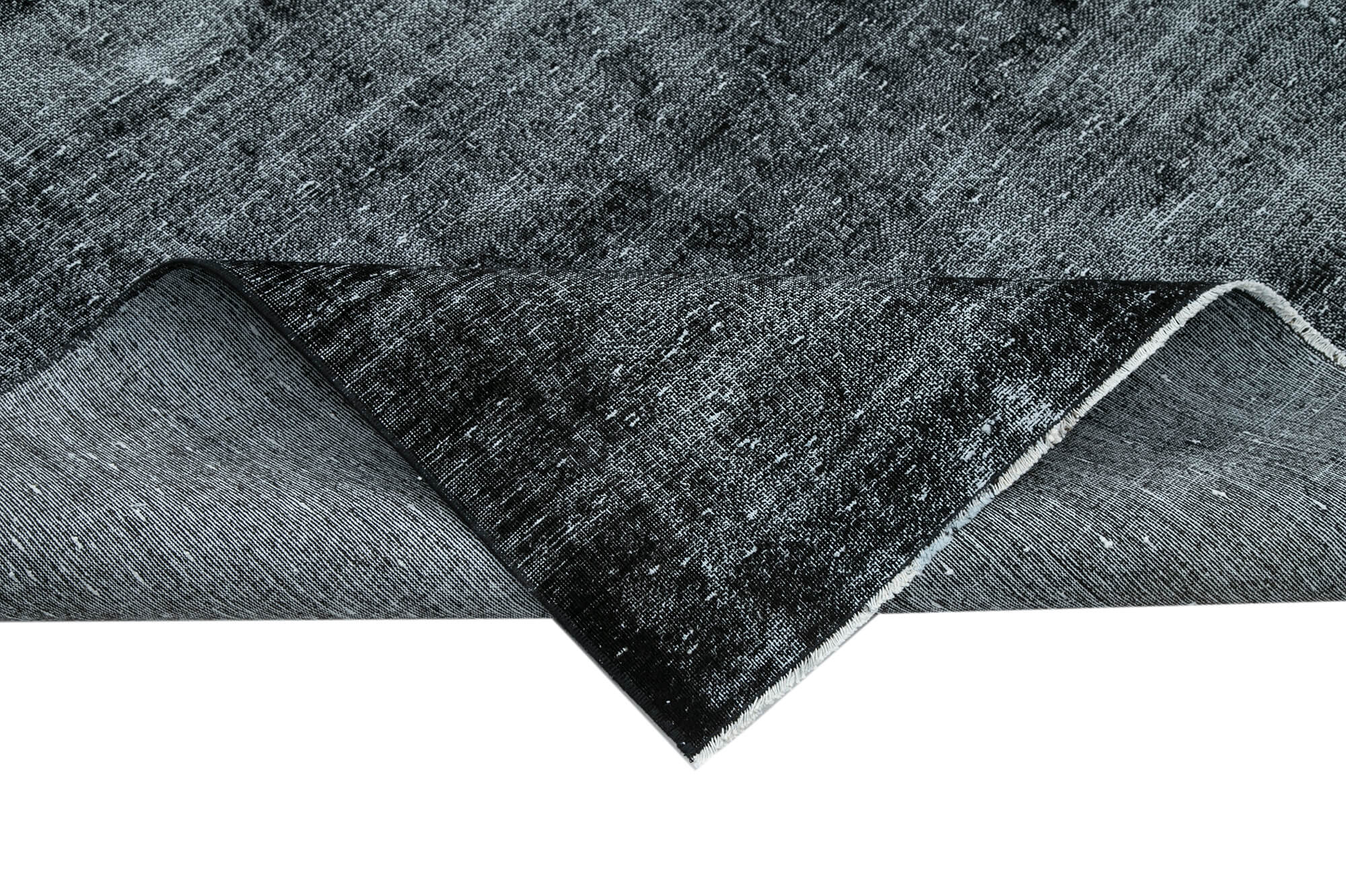 Handwoven oriental overdyed 270 cm x 384 cm black wool carpet
