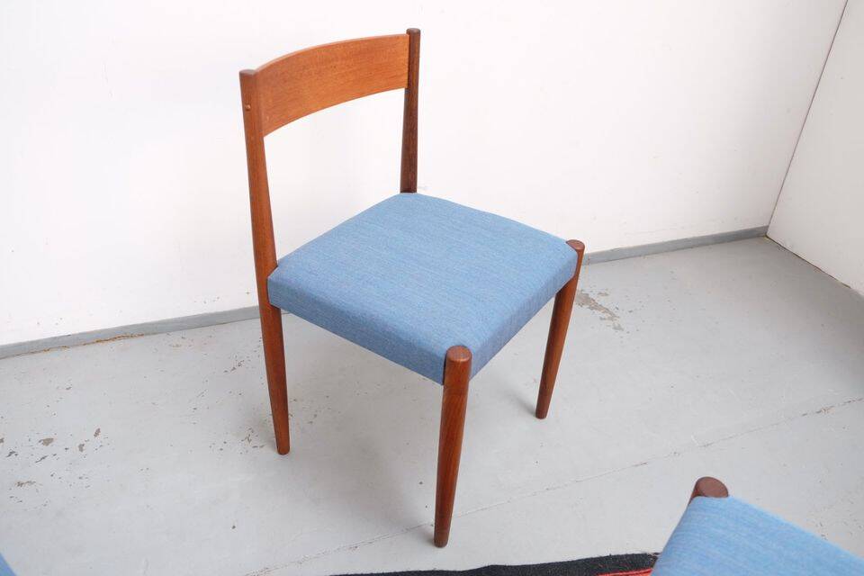 4 Danish Mid-Century style dining chairs | Teak | Kvadrat fabric