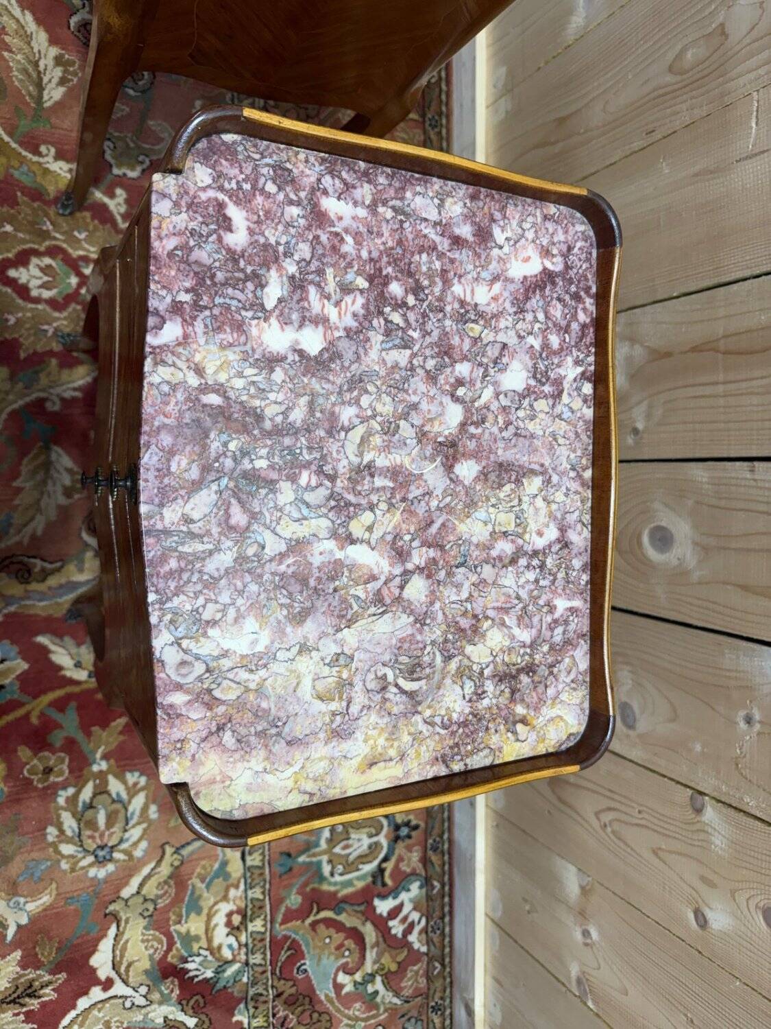 Pair of Louis XV style bedside tables in marquetry.