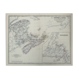 Antique Map of Canada (Eastern Sheet) circa 1869 Keith Johnston Royal Atlas Hand coloured map