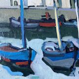 HST painting "Port of Cherbourg" Marine Normandy / Brittany by Robert Leboucher