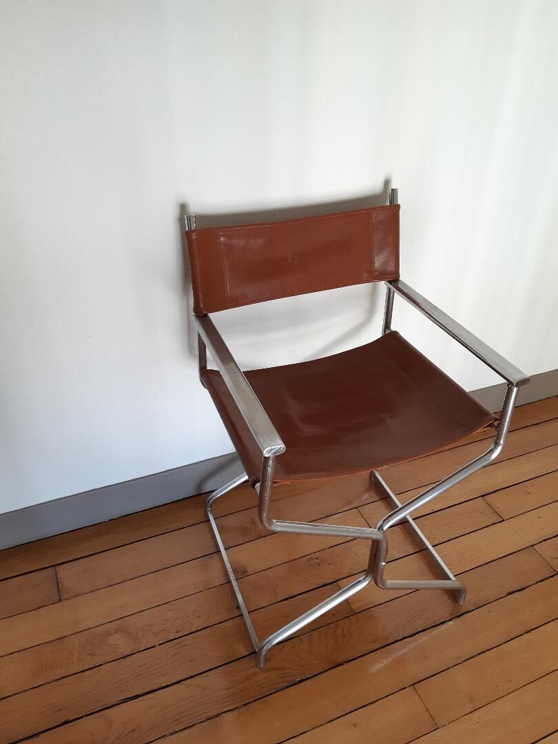 Leather folding armchair