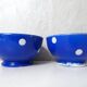 2 small old blue polka dot porcelain bowls from Longchamp