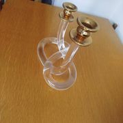 Dorothy Thorpe "Pretzel" candlestick in lucite and gilded brass 70s