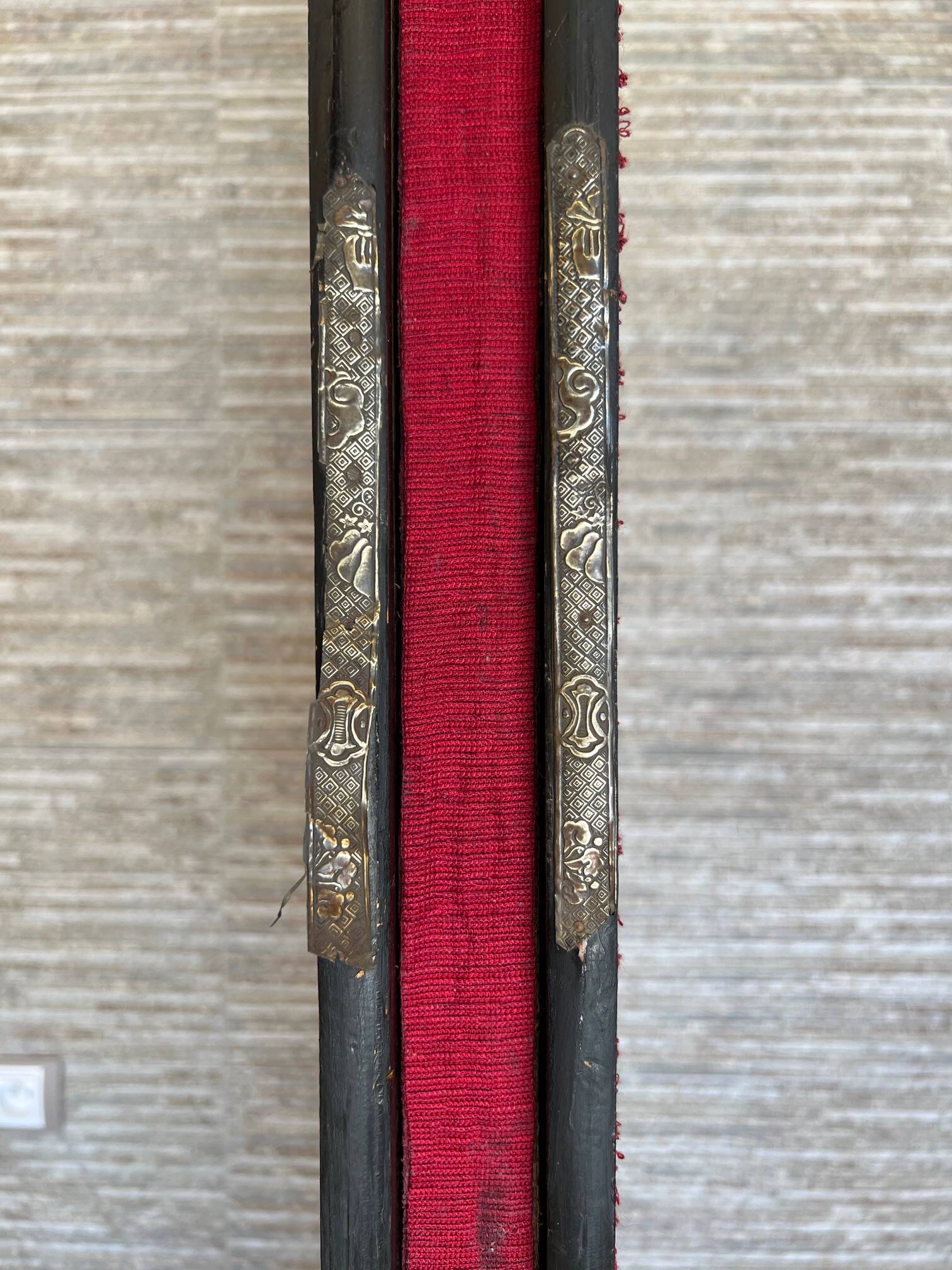 4-panel Japanese screen, 19th century, bird silk embroidery