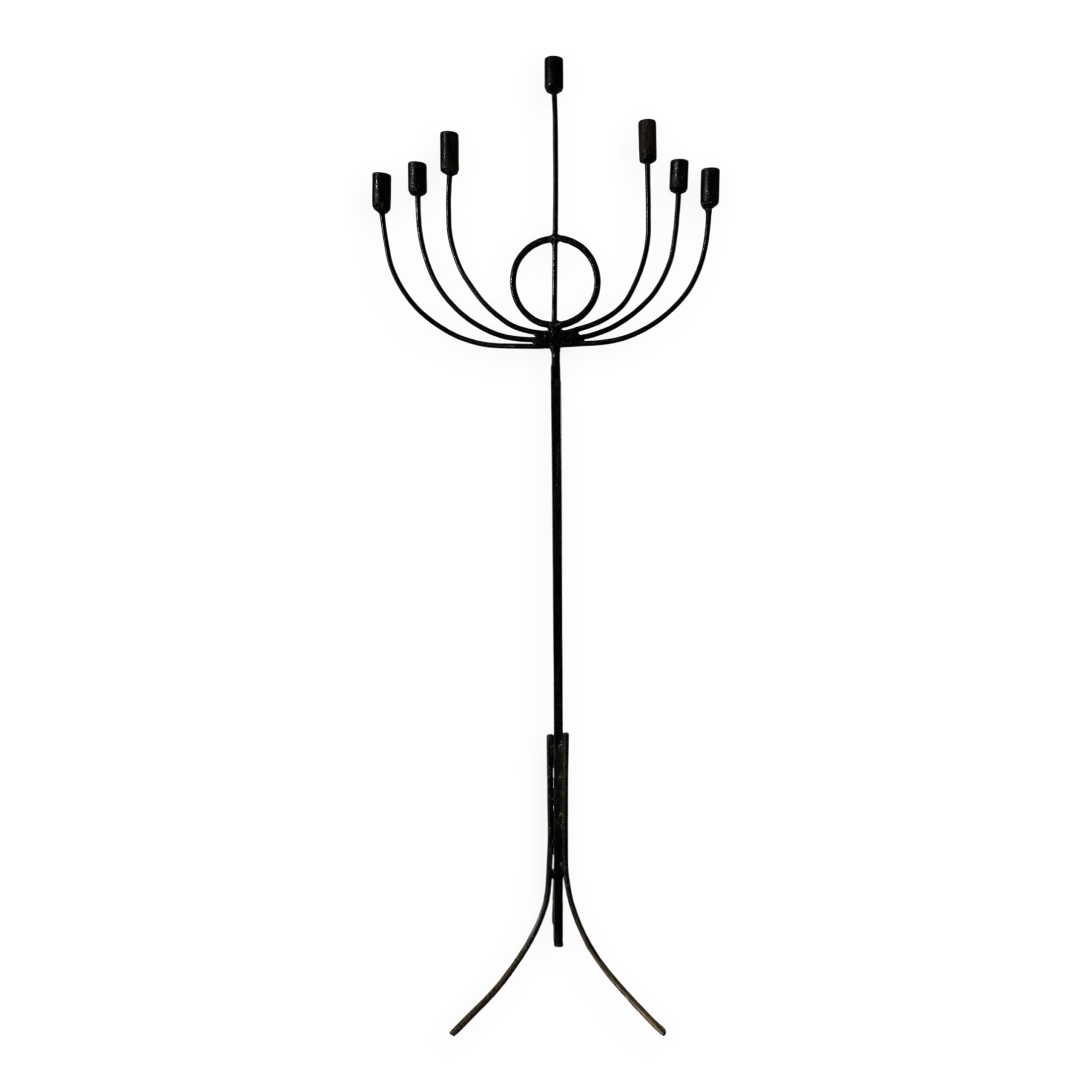 Large brutalist candelabrum in wrought iron