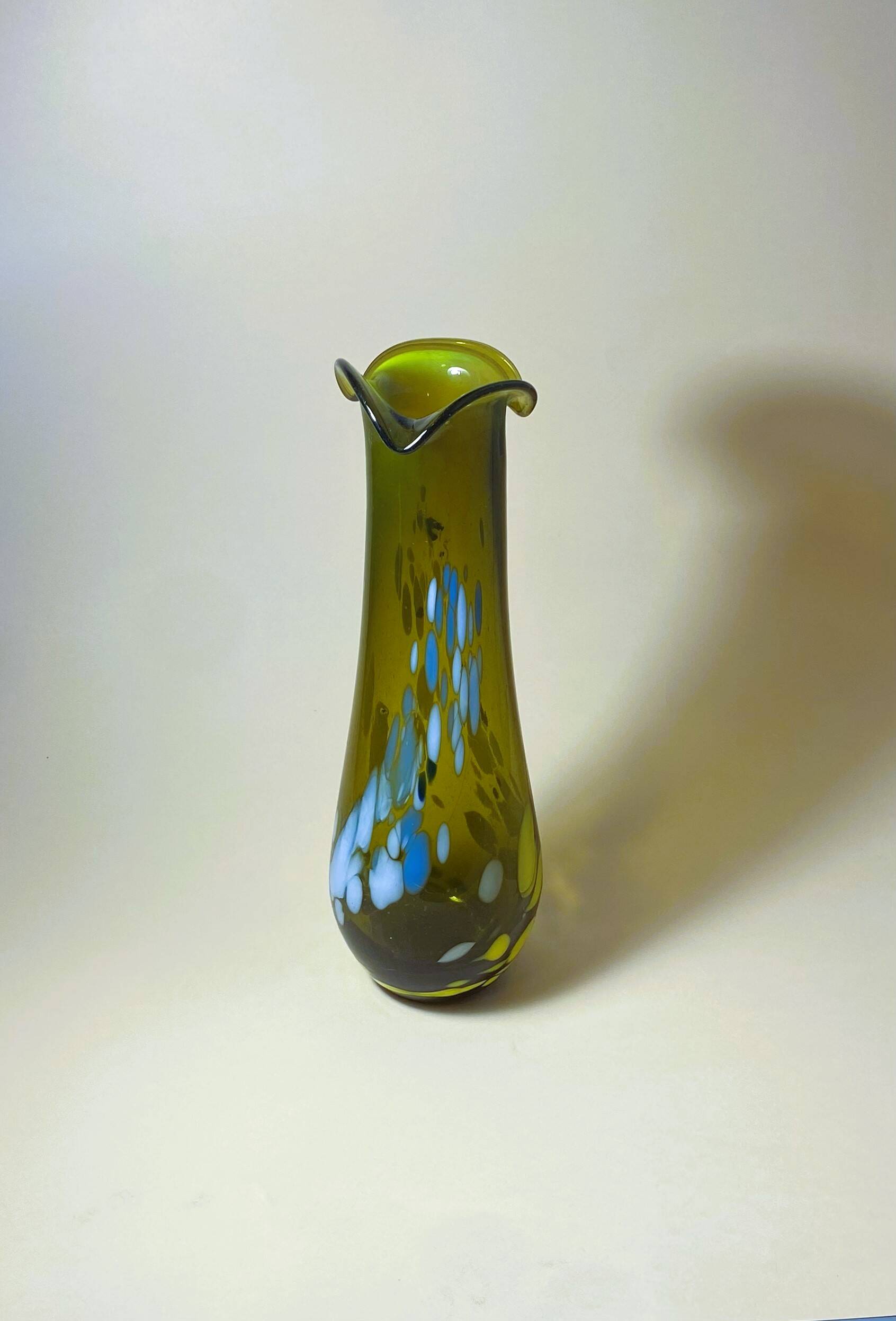 Vintage Modern Glass Vase Budveszel Gyula Hungary 1990s