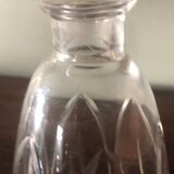 small chiseled and numbered glass carafe - vintage
