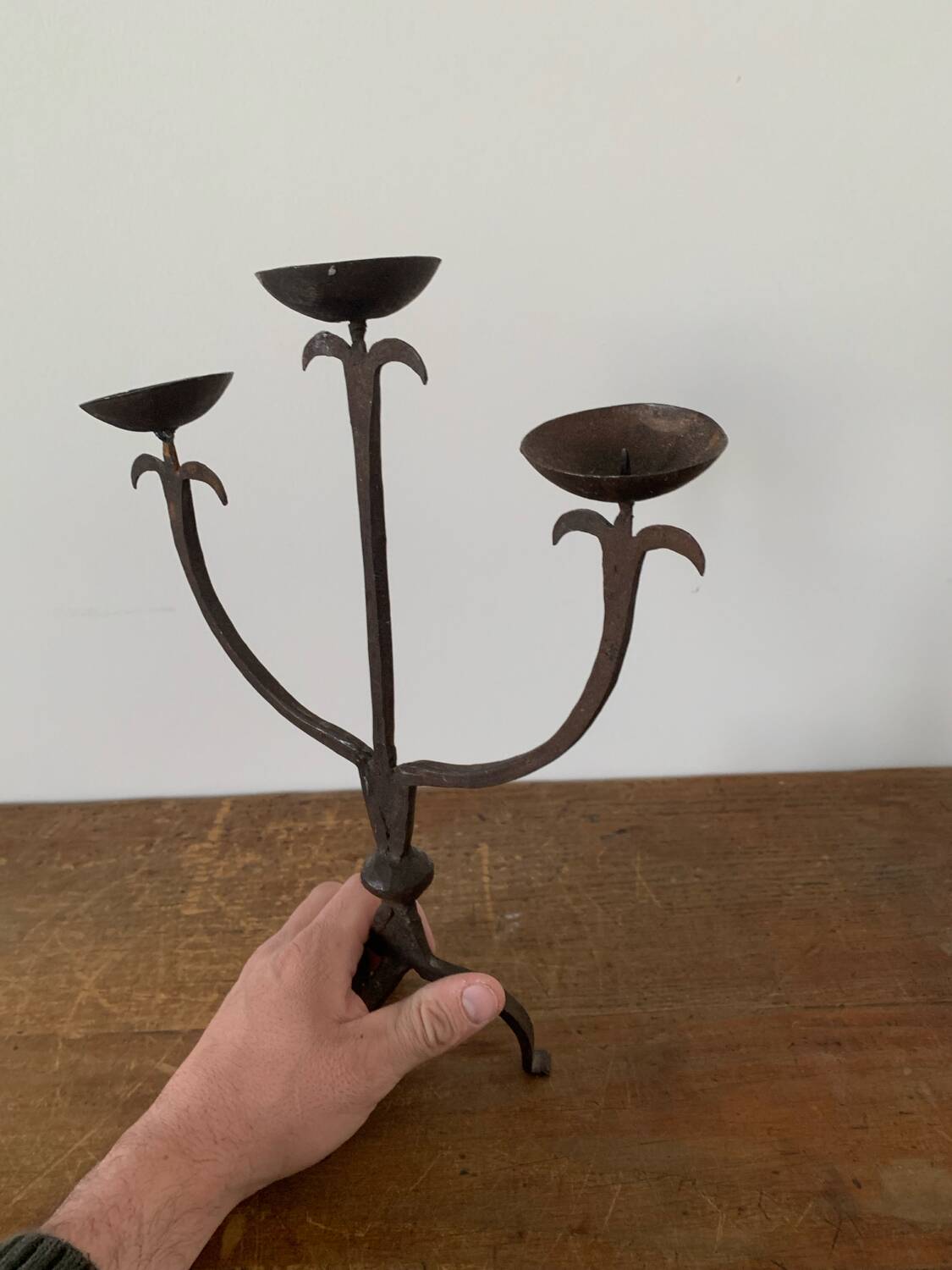 Brutalist Iron Candle Holder Circa 1970 Vintage