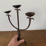 Brutalist Iron Candle Holder Circa 1970 Vintage