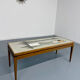 Vintage coffee table with mosaic top, 1960s modernist graphic design.