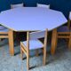 Vintage 1970s octagonal children's table in beech and lilac formica, with 5 chairs.