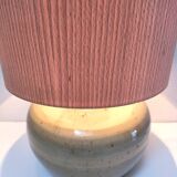Crackle glaze enamelled stoneware lamp base signed CB LM