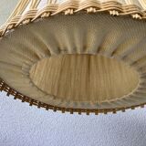 Boho chic rattan and burlap pendant light