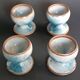 Four stoneware egg cups from Saint Amand pottery by Roger Jacques, vintage.