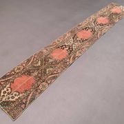 Distressed Turkish Narrow Runner 353x54 cm wool Vintage Tribal Rug