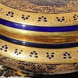 Large Limoges porcelain candy box - Oven blue and gold -