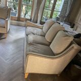 Beige velvet sofa