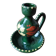 Traditional Savoyard ceramic cellar candlestick in olive green