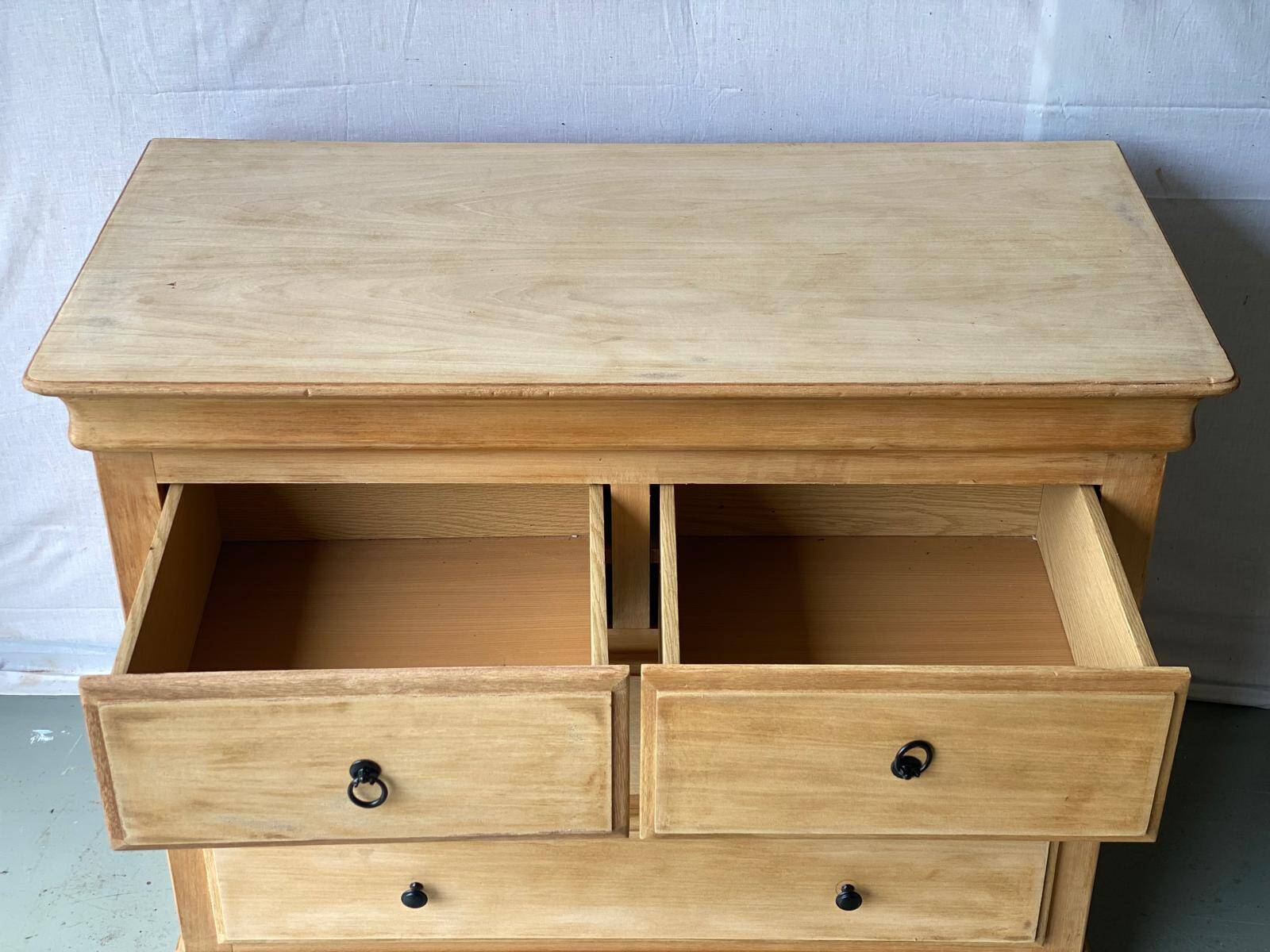 Vintage Louis Philippe chest of drawers renovated in raw wood