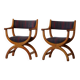 Henning Kjærnulf, pair of oak armchairs, model "Kurul", Danish modern style, 1960s.