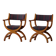 Henning Kjærnulf, pair of oak armchairs, model "Kurul", Danish modern style, 1960s.
