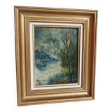 Oil painting on canvas landscape signed